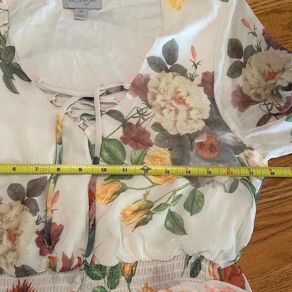 Belle and Sky Sheer Romantic Long Sleeves Elastic Shirred Waistband Maxi Dress - Picture 7 of 7